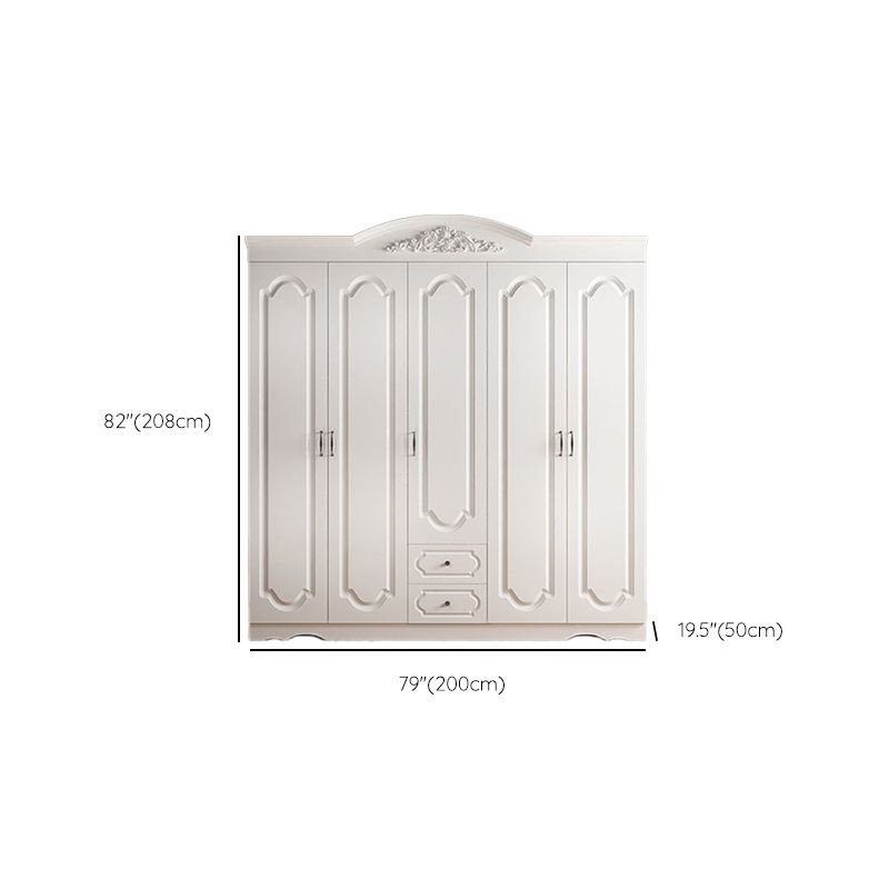 Engineered Wood Wardrobe Closet with Garment Rod White Wardrobe Cabinet