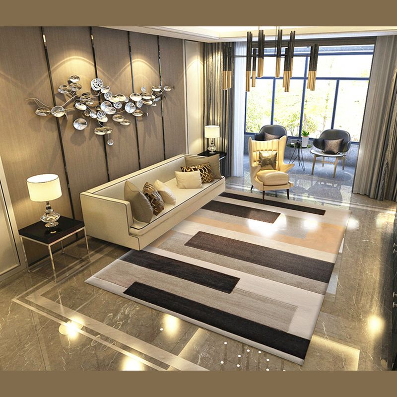 Trendy Home Decoration Carpet Geometric Pattern Area Rug Polyester Stain Resistant Indoor Carpet
