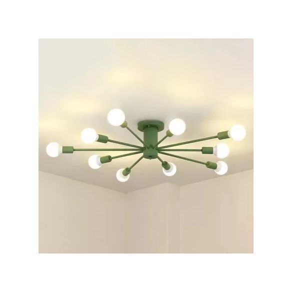 Moderne plafondlampen voor slaapkamer, 10-lichts Sputnik semi-inbouwverlichting voor kinderen, 8 "hoog x 48" in diameter