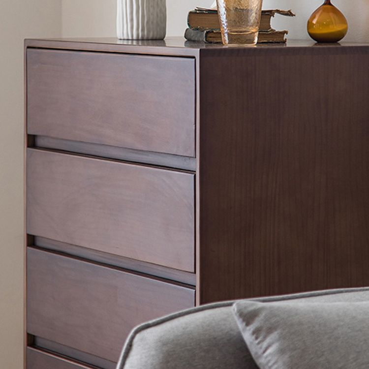 Mid-Century Modern Chest with 5 Drawers in Pine Wood Accent Chest