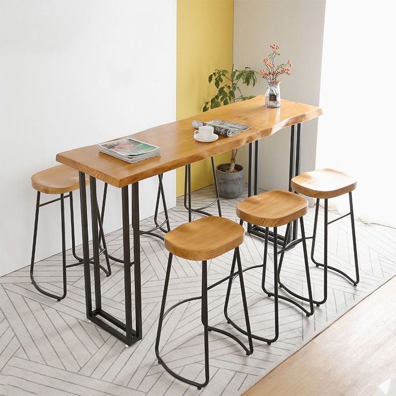 Modern 1/4/7 Pieces Bar Table Set Rectangle Pine Wood Counter Table for Balcony Cafe