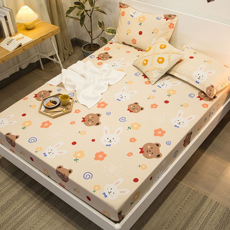 1-Piece Fitted Sheet Cotton Twill Fade Resistant Printing Soft Fitted Sheet