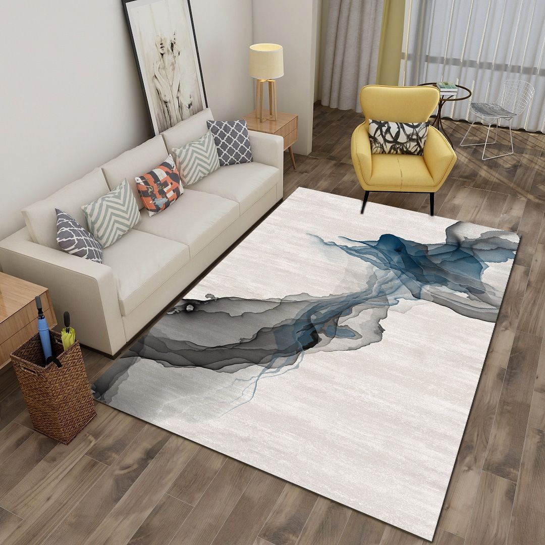 Abstract Printing Area Rug Polyester Contemporary Rug Stain Resistant Carpet for Living Room