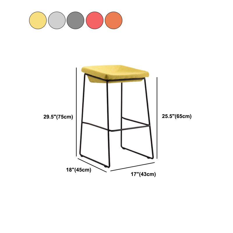 Modern Armless Backless Counter Stool Iron Bar Stool with Cushion and Pedal for Kitchen