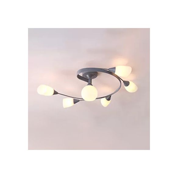 Macaron Twist braccio soffitto Light Opal Glass e Metal Semi Flushmount Light for Kitchen
