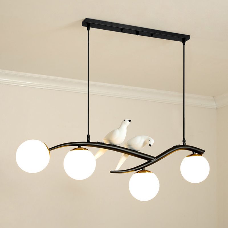 Modern Creative Globe Isola Light Iron Iron Firmine a 4 luci a 4 luci con tonalità di vetro