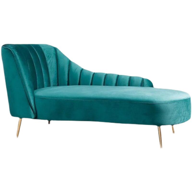 Living Room Recessed Arms Chaise Modern Style Velvet Chaise with Upholster