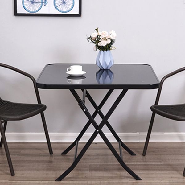 Water Resistant Bistro Table Industrial Glass Top Rust Resistant Table