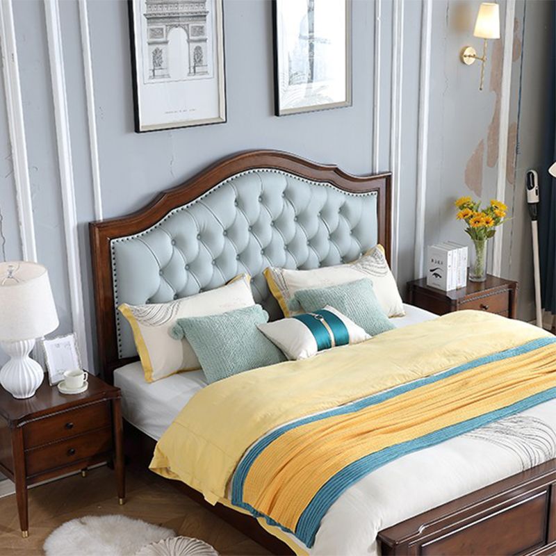 Brown Traditional Panel Bed with Storage Upholstered Headboard Bed, 59.05" High