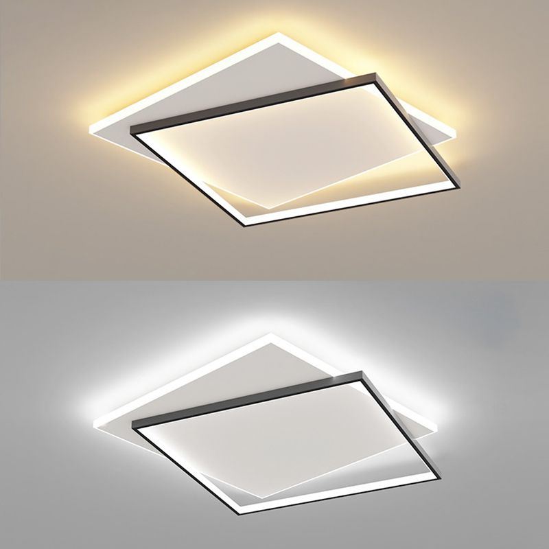 Double Squares Nordic Style LED Ceiling Light Minimalism Ultra-thin Flush Mount Lamp for Living Room