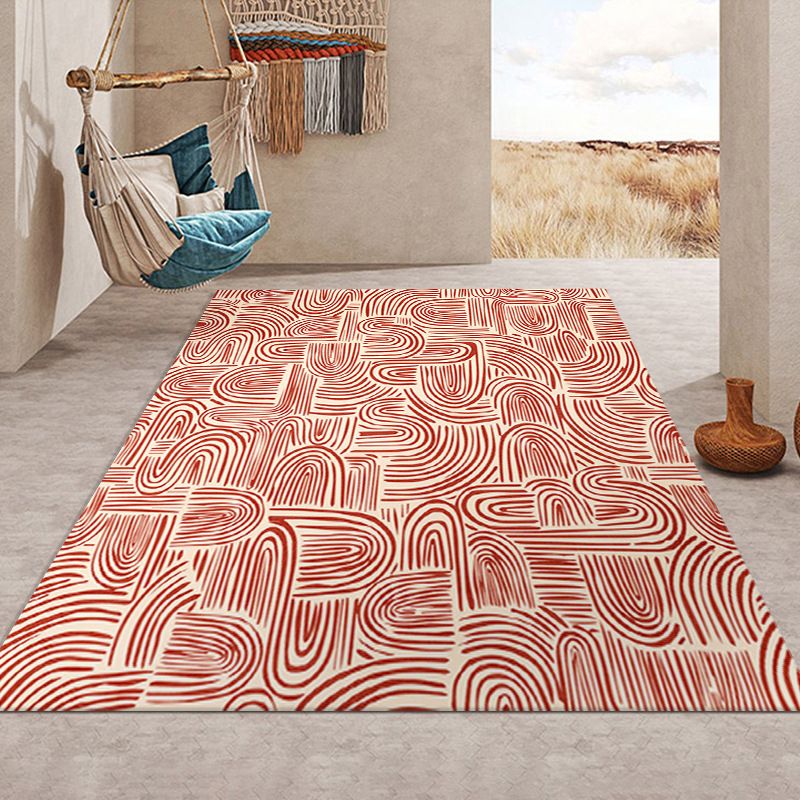 Mid-Century Geometry Pattern Rug Polyester Carpet Stain Resistant Area Rug for Home Decoration