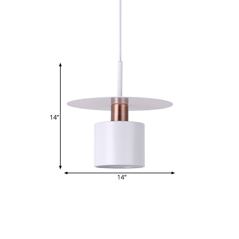 Perfume Bottle Bedside Hanging Light Metallic 1 Head 8"/14" Wide Minimalism Ceiling Suspension Lamp in White with Disk Top
