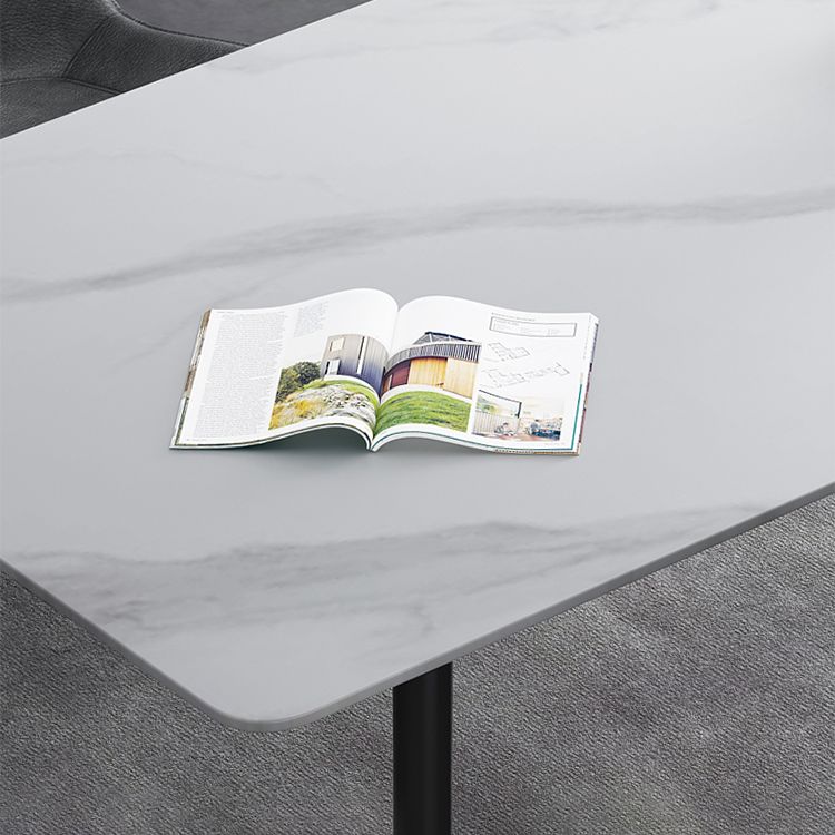 Modern Style Sintered Stone White Dining Room Set with Rectangle Table Dining Table Furniture