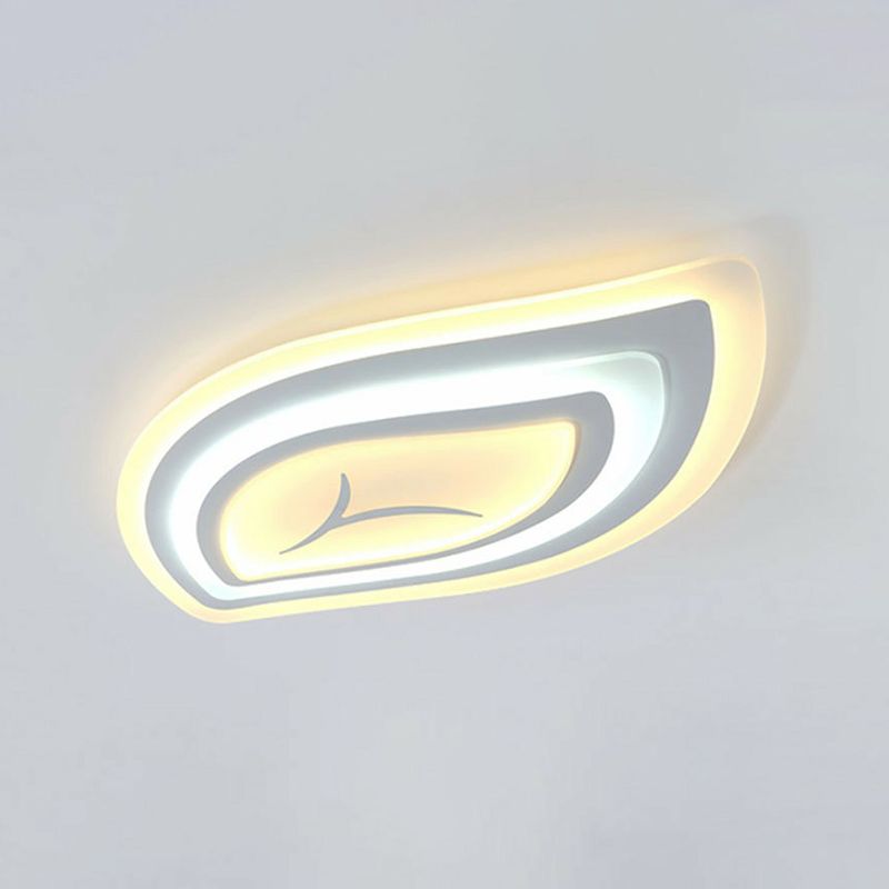Plafonnier LED à encastrer en forme de feuille, plafonnier simple en acrylique pour salon, blanc
