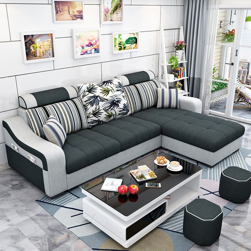 Sloped Arms Sectionals 106.3"D x 57"W High Back Sofa with Storage