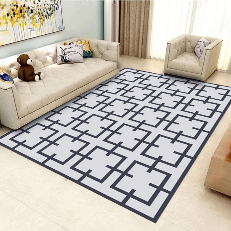 Black Modern Carpet Polyester Geometric Carpet Washable Rug for Home Decoration