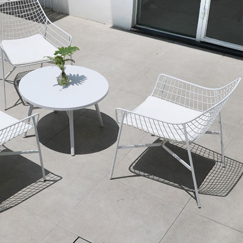 Industrial Metal Dining Armchair Water Resistant Armchair with Arm