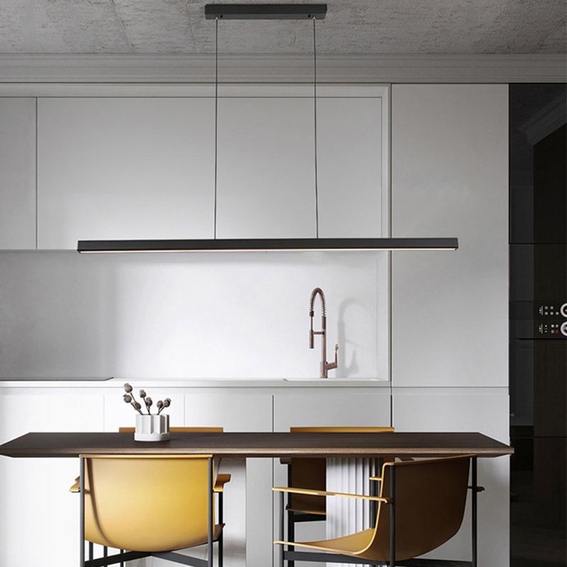 Mental Linear Hanging Light Kit Modern Pendant Lighting in Black