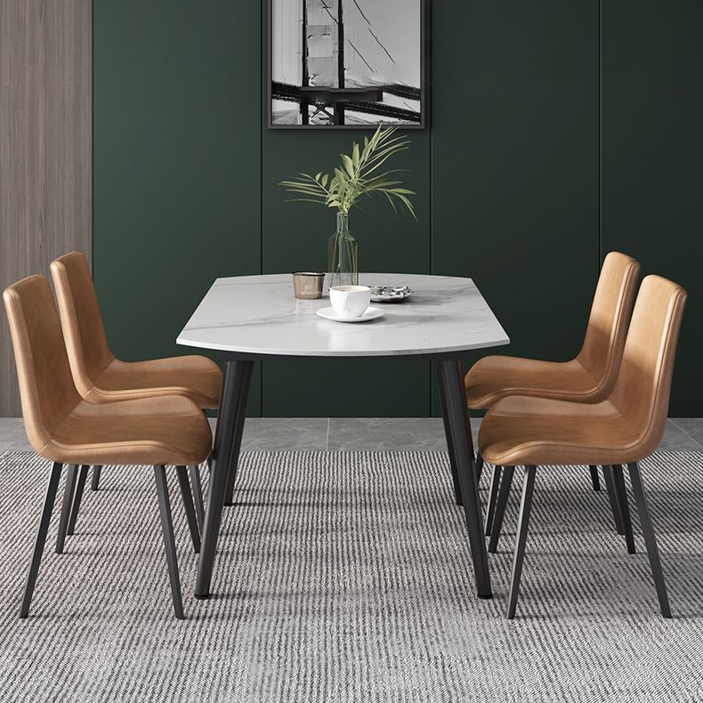 Modern Scalable Dinette Set 1/4/5/6 Pieces Round Sintered Stone Top Dining Table Set