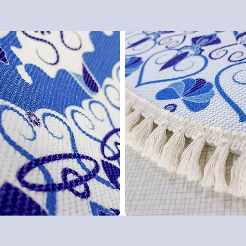 Round Boheems tapijt polyester etnische print tapijt vlek resistent binnen tapijt voor woonkamer