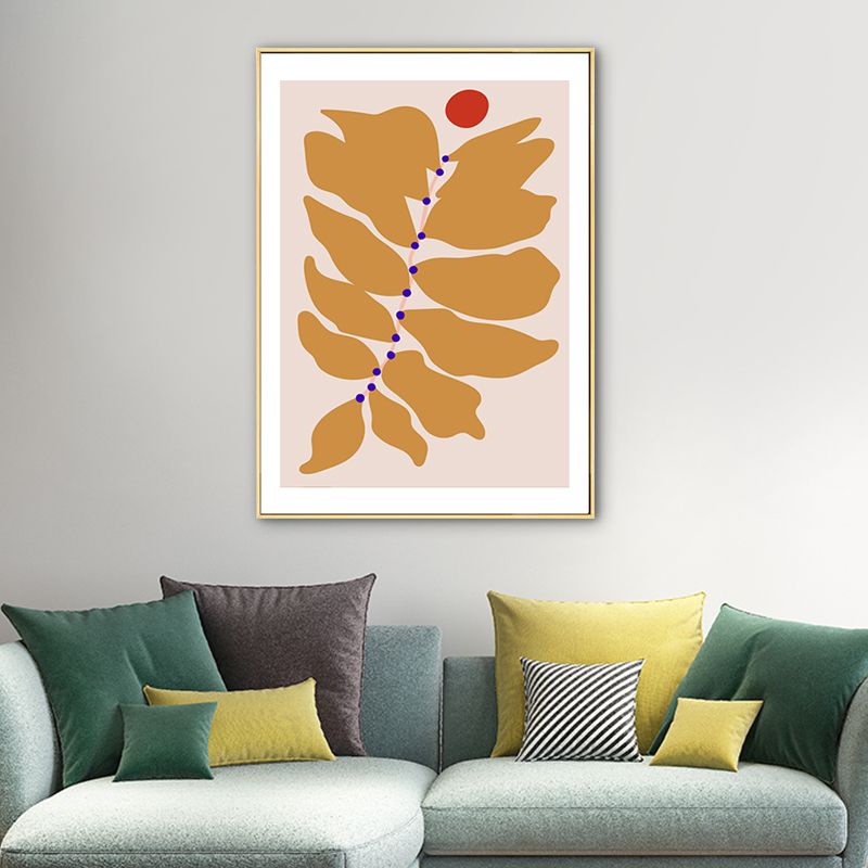 Yellow Leaf Wall Art Decor Botanical Nordic Textured Canvas Print for House Interior