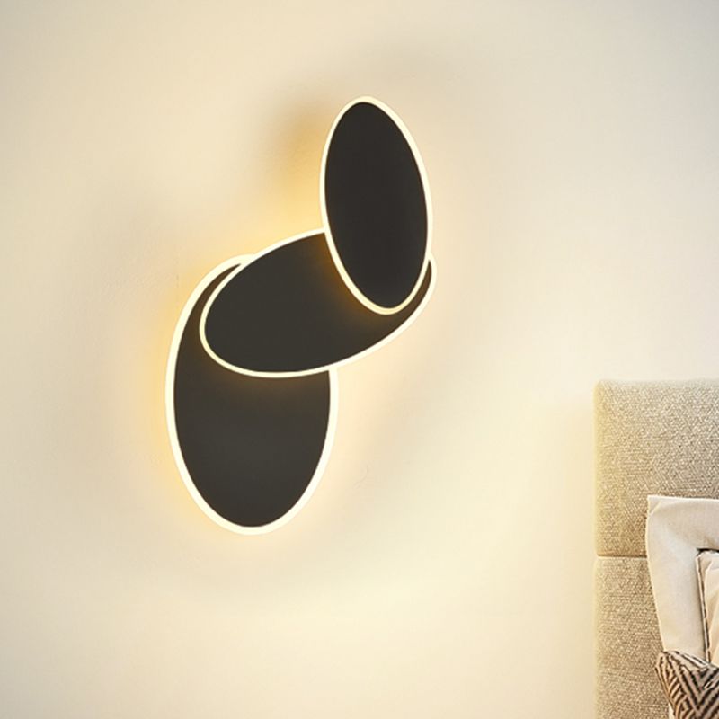 Iluminación de montaje de pared girable redondo negro/negro Luz de pared acrílica LED modernista Actualización en luz cálida/blanca