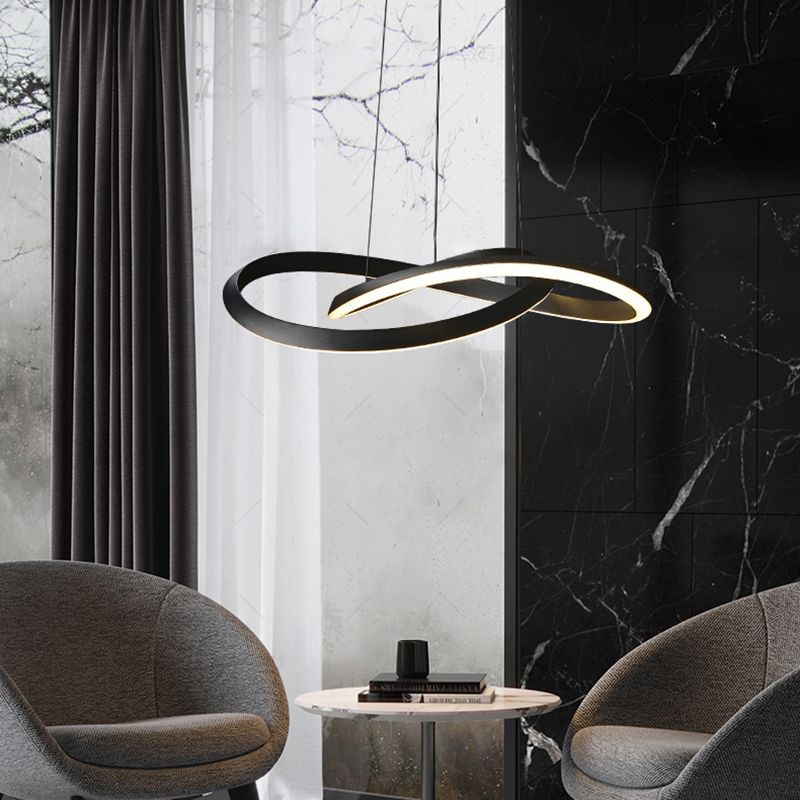 Luci a soffitto a spirale Black Acrilic LED Stili moderni per soggiorno camera da letto