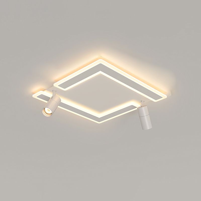 2 Licht rechteckige LED-Flush-Montierung in modernem kreativem Stil weißer Acryl-Deckenleuchte mit verstellbarer Lampe