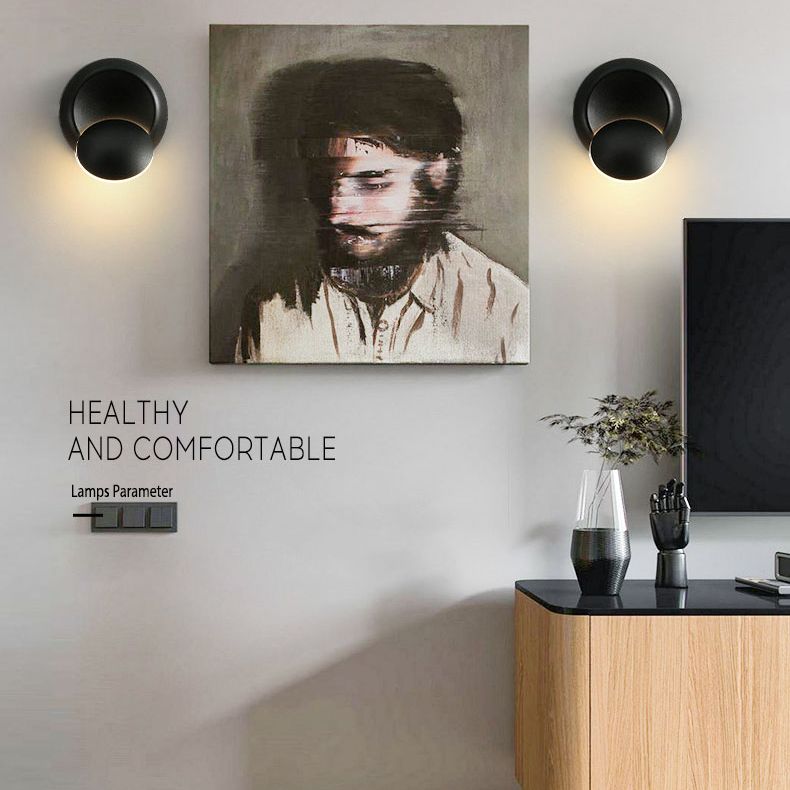 New Modern Aluminum 1-Light Wall Mount Lamp Adjustable Round Wall Sconce for Bedroom