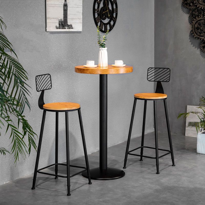 Industrial Style Barstool Metal and Wood Bar Stool for Dining Room 1 Pcs