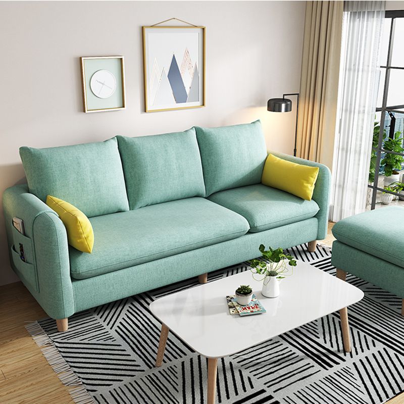 Modern Tuxedo Arm Sofa with Bolster Pillows Standard Sofa with Storage for Living Room