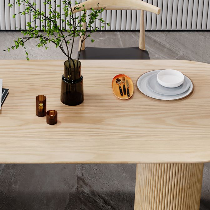 Solid Wood Contemporary Free Form Dining Table Wood Top Table for Home