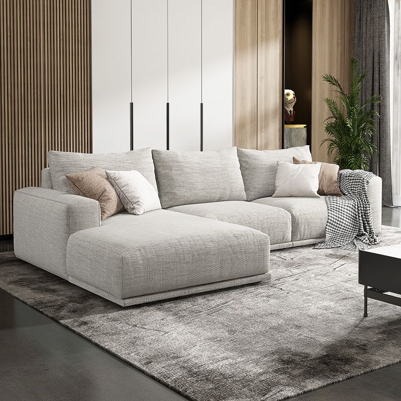 Nordic Stationary Living Room Seating Square Arm Pillows Sofa Chaise