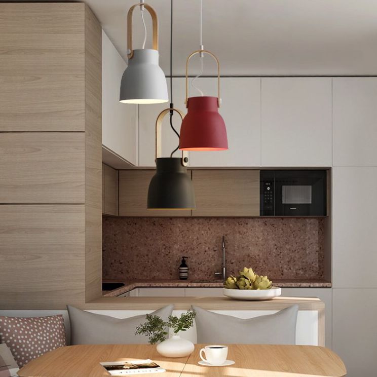 Wooden Handle Pendant Ceiling Light Simplicity Pendant Lighting Fixture for Dinning Room
