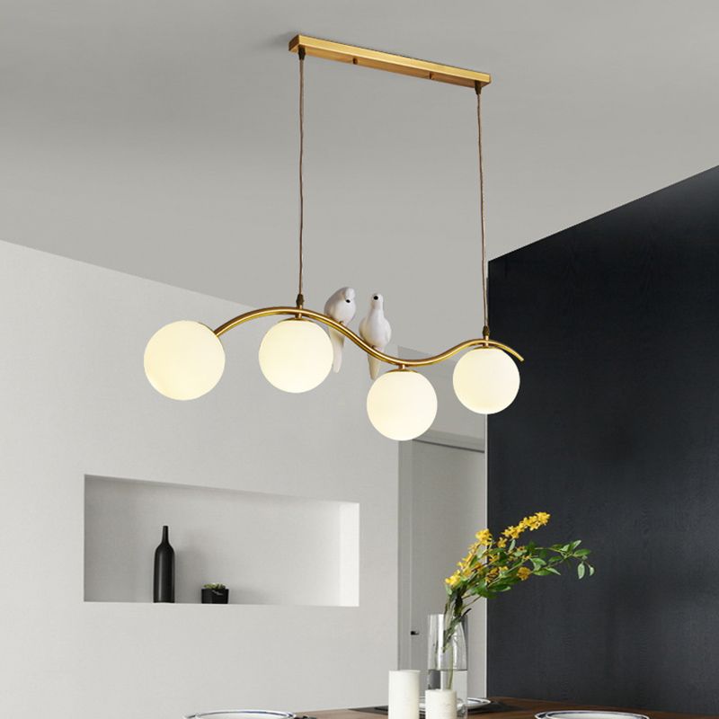 Industrial Style Globe Shape Island Lights Metal 3/4 Lights Pendant Light in Gold