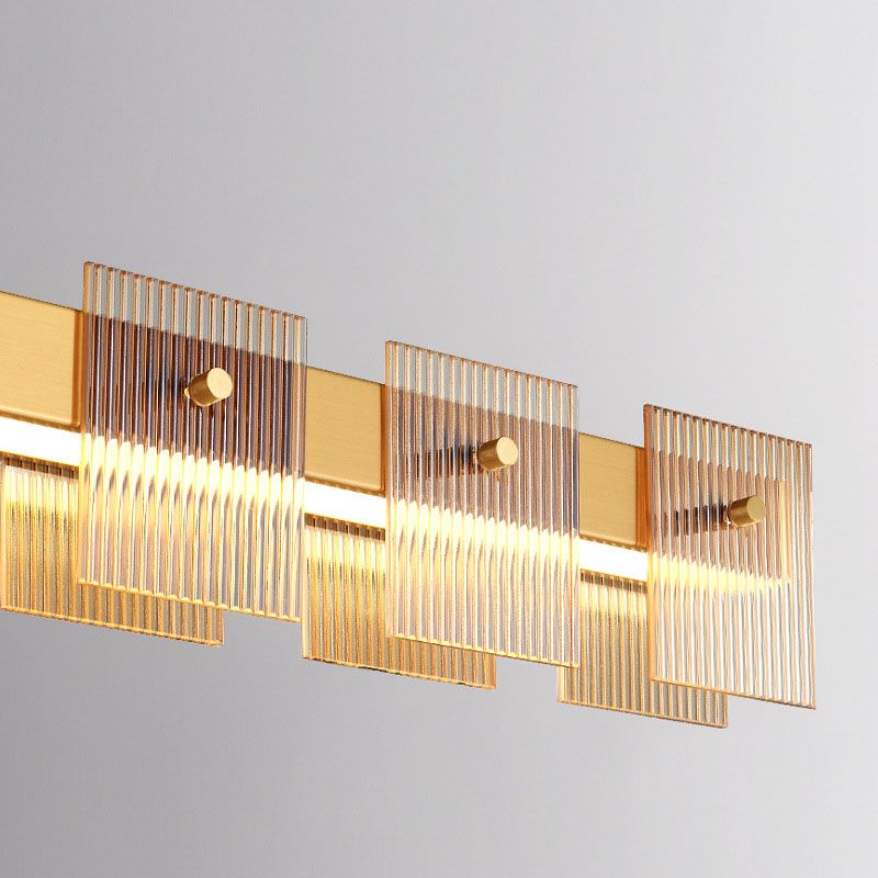 Modern Luxury LED Pendant Light Rectangular Glass Hanging Lamp for Dining Room