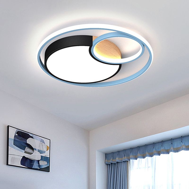 Blue Circle Flush Mounted Ceiling Light Contemporary LED Acrylic Close To Ceiling Lighting