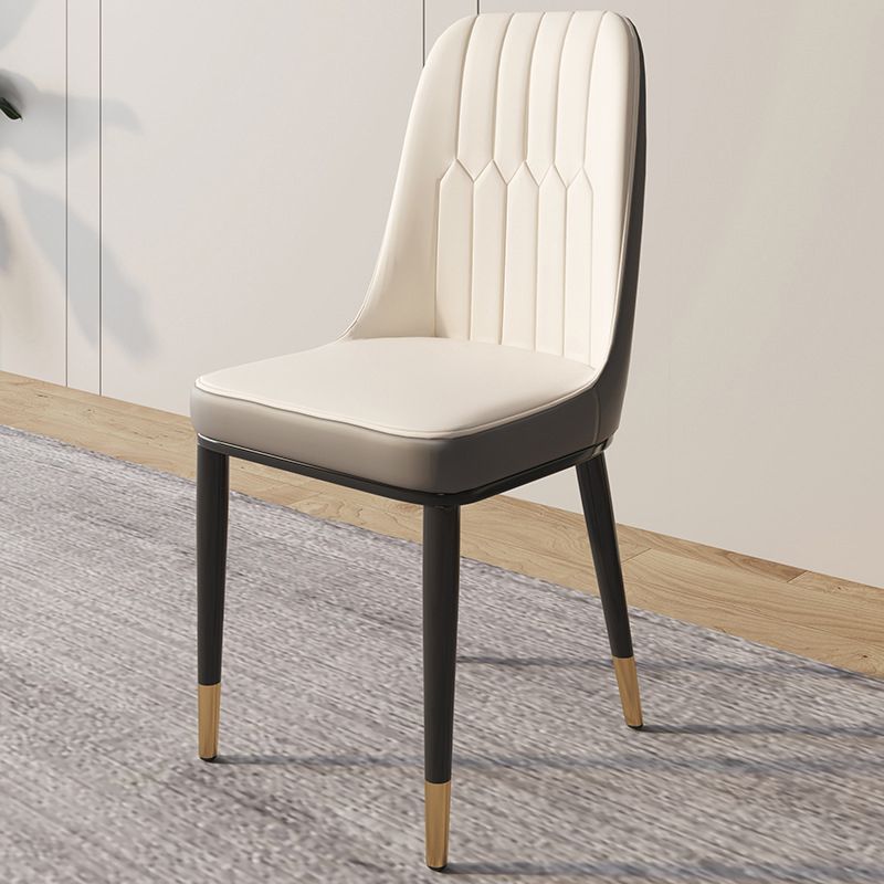 Glam Faux Leather Dining Chair Parsons Chair in Matte Finish for Brasserie