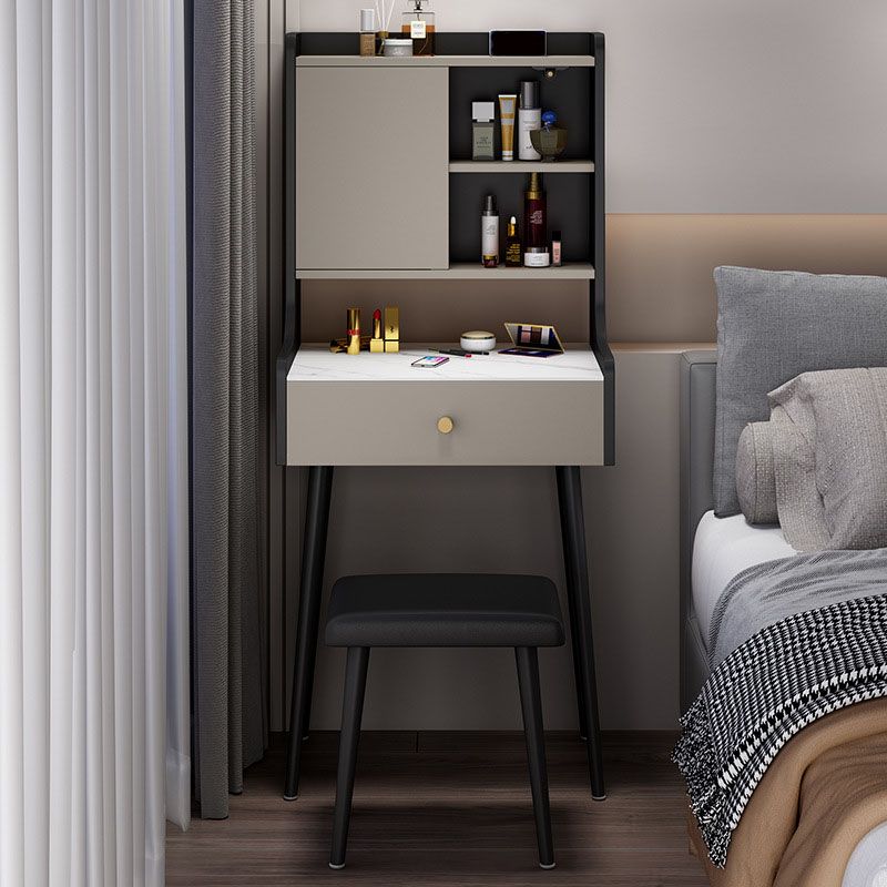 Modern Vanity Set with 1 Drawer and Mirror and Storage Shelves