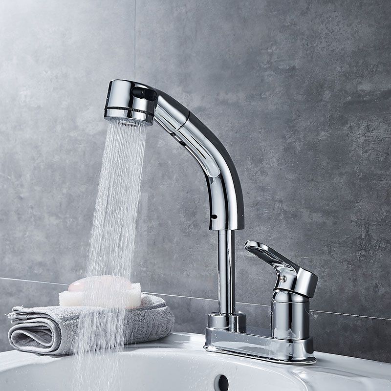 Modern Vessel Sink Bathroom Faucet Swivel Spout 2 Hole Faucets with Pull down Sprayer