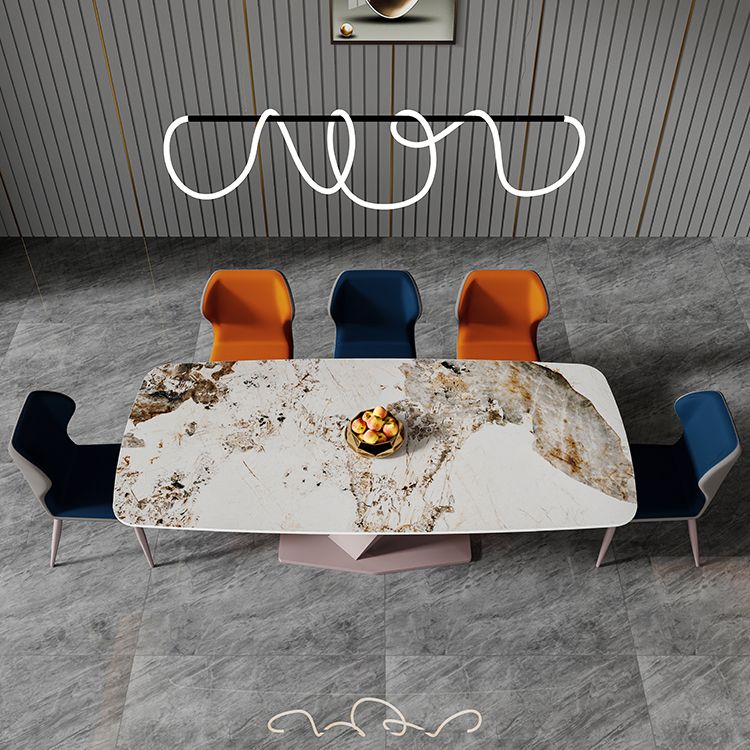 Nordic Glam Rectangle Sintered Stone Dining Table Set 1/4/5/6/7 Pieces Dining Set
