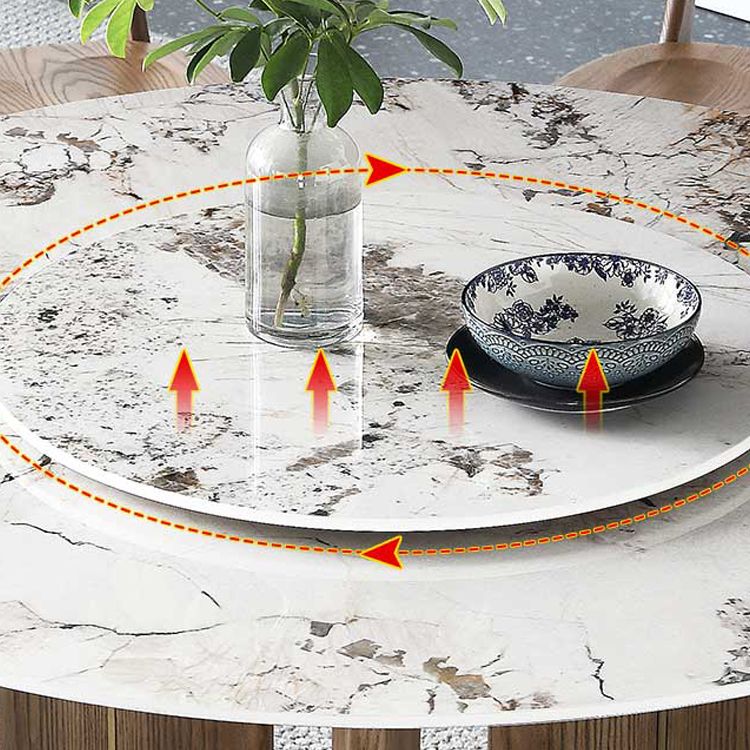 Modern 1/4/5/7 Pieces Dining Sintered Stone Dining Table Set with Wooden Legs for Kitchen