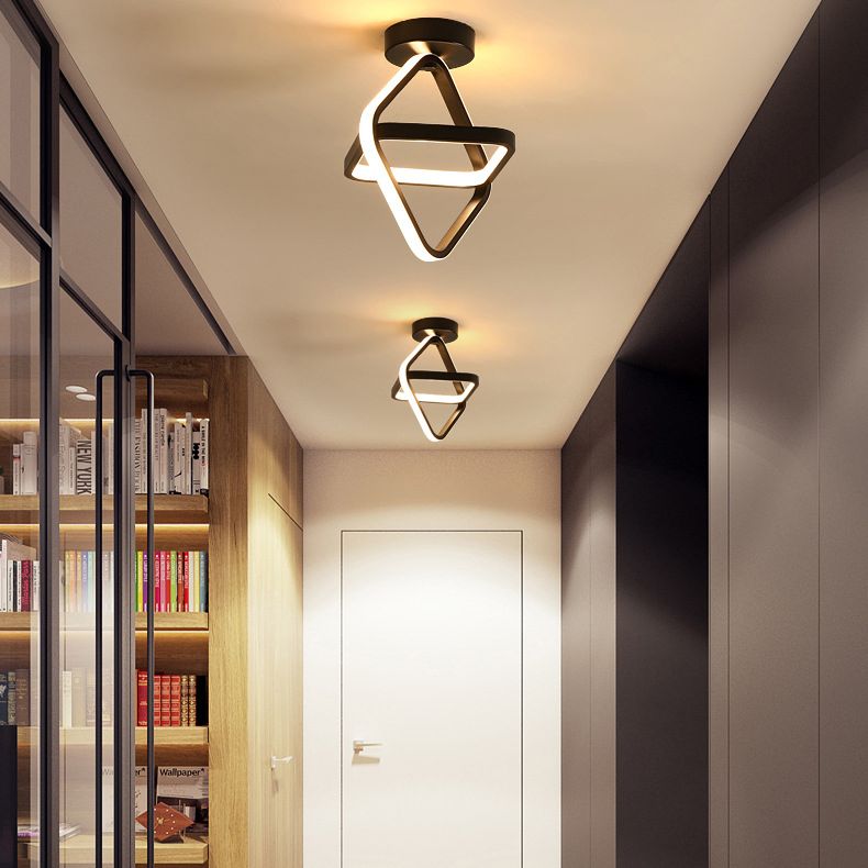 Geometrische semi -flush mount light moderne eenvoud aluminium plafond verlichtingsarmaturen voor slaapkamer