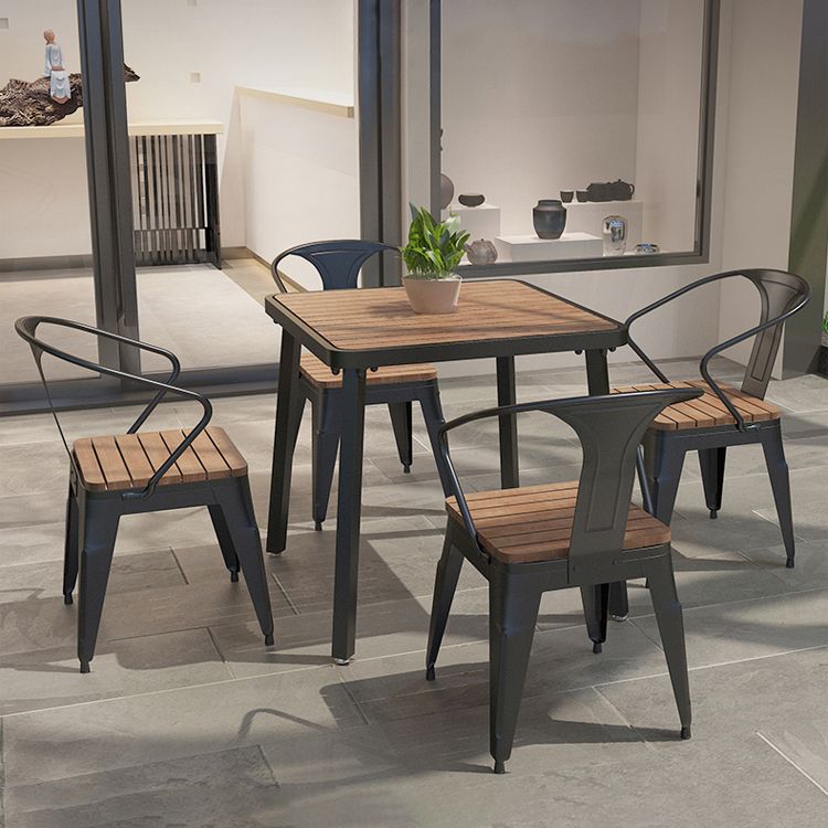 Modern Wood Patio Dining Table 1/3/5/7 Pieces Geometric Outdoor Dining Set