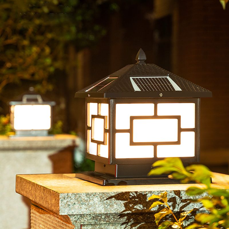 Modern Minimalist LED Solar Lighting Fixture with Acrylic Shade for Garden