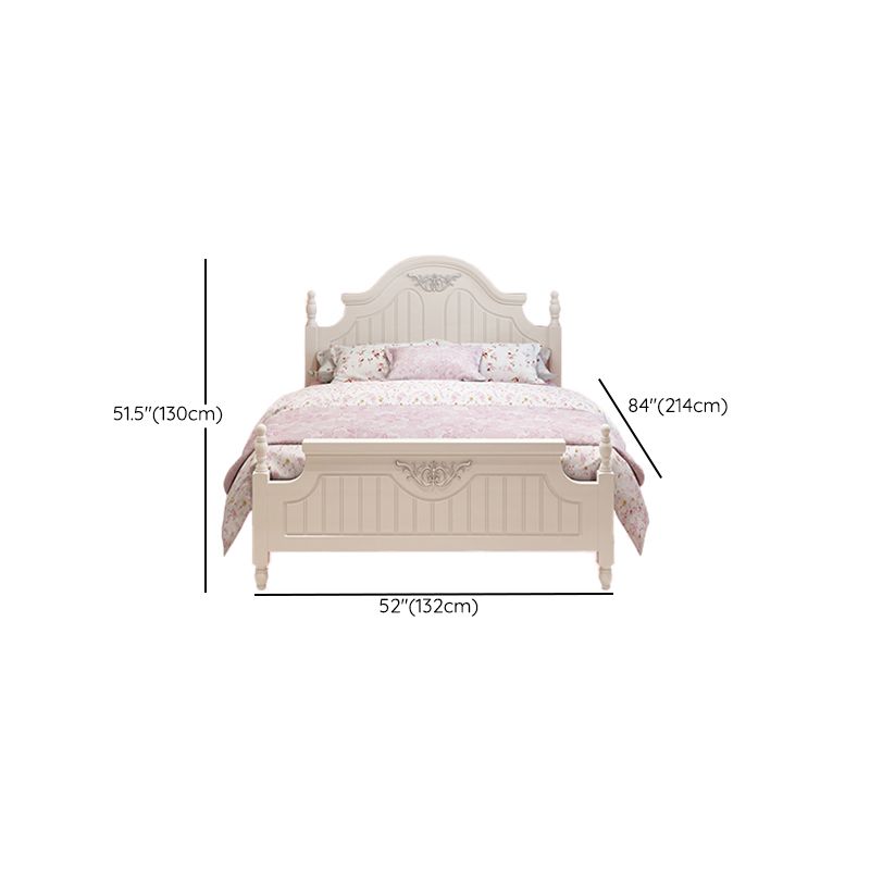 French Country Poster Bed Cream Solid Wood Four Poster Bed with Headboard