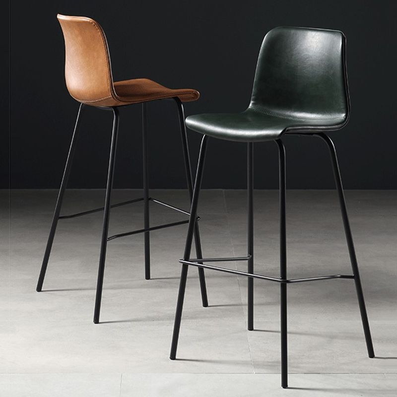 Industrial Indoor Bucket Counter Bar Stool Footrest Faux Leather Bar Stool