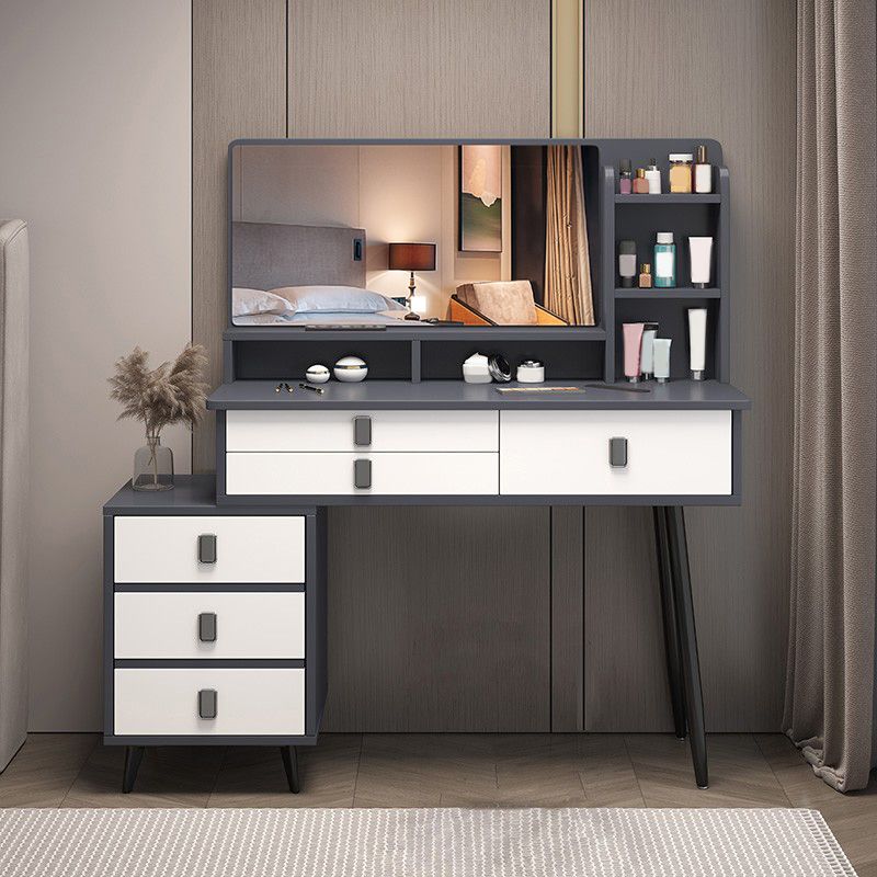 Gray Make-up Vanity Vanity Set with 6 Storage Drawers, 49.60" High