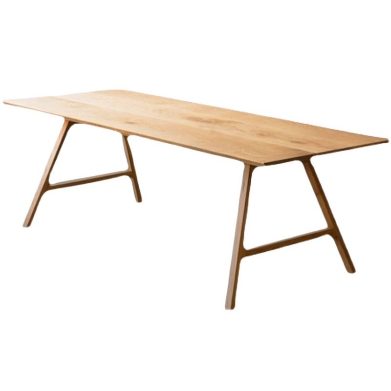 Rectangle Pine Solid Wood Table Modern Kitchen Dining Table in Nature with Double Pedestal