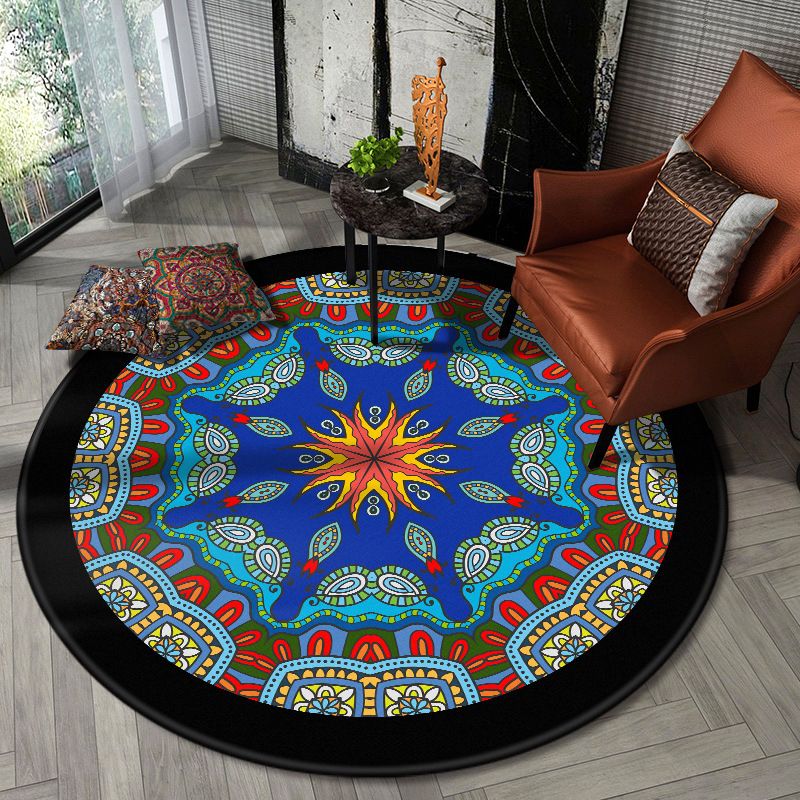 Nostalgic Multicolor Tribal Print Rug Polypropylene Moroccan Carpet Pet Friendly Stain Resistant Non-Slip Rug for Great Room
